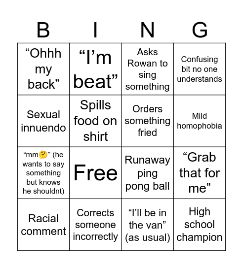 Some days I wanna kill you Bingo Card
