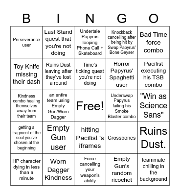 UFS bingo Card