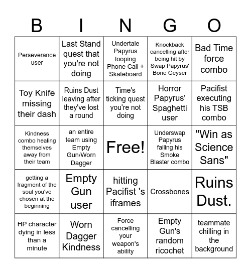 UFS bingo Card