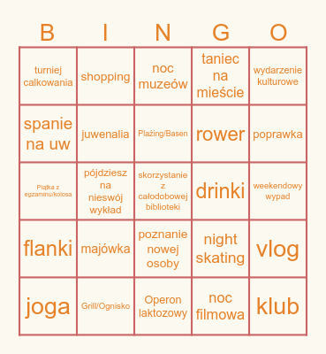 Semestr Letni 2024 Bingo Card