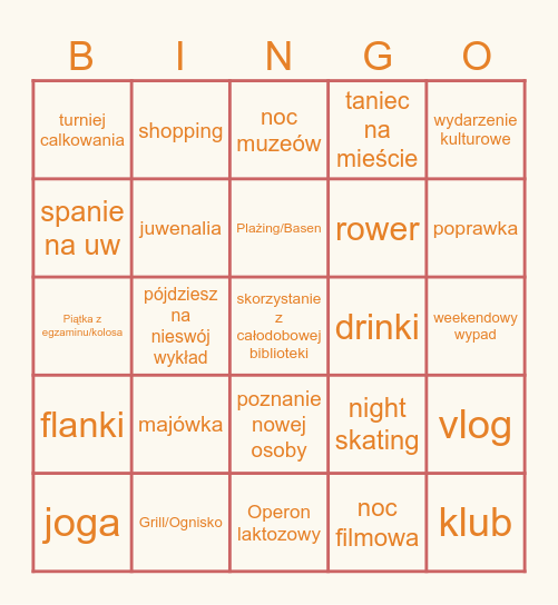 Semestr Letni 2024 Bingo Card