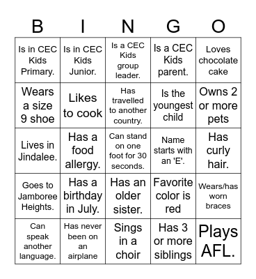 Get to Know You Bingo Card