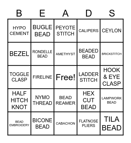 PORTLAND BEAD RETREAT Bingo Card