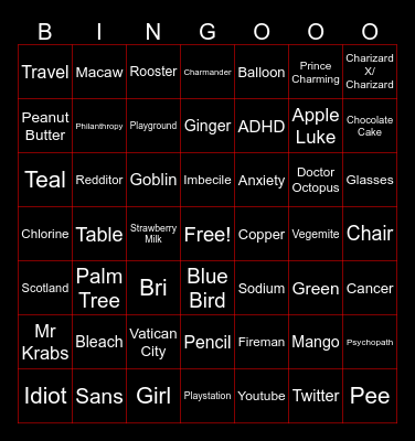 Infinite craft Bingo Card