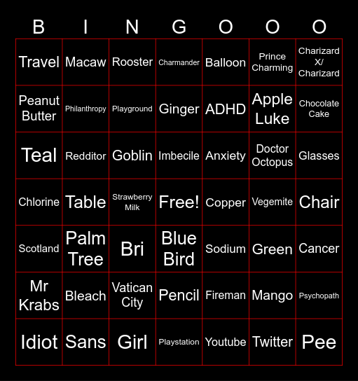 Infinite craft Bingo Card