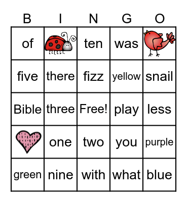 First Grade BINGO Card
