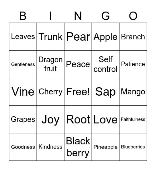 Tree of Life Bingo Card