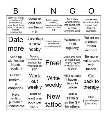 Amanda's 2024 Bingo Card