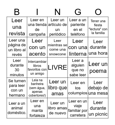 Leitura de Verão BINGO Card