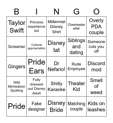 Disney Bingo Card