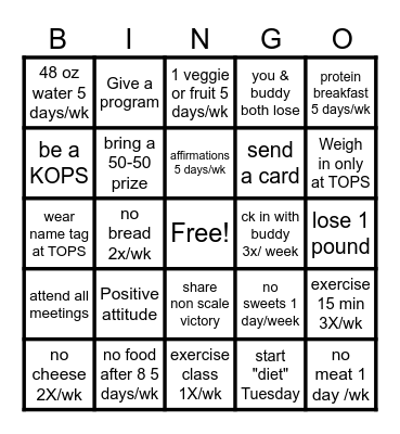 March TOPS BINGO for April 2 Bingo Card
