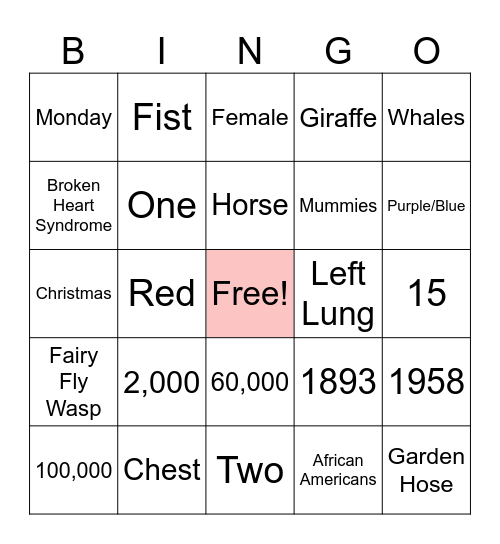 American Heart Month Bingo Card