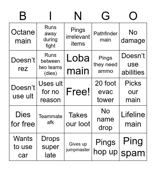 Duo que with randoms (apex) Bingo Card