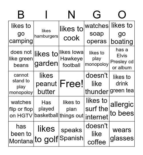 Person Bingo Card 2 Bingo Card
