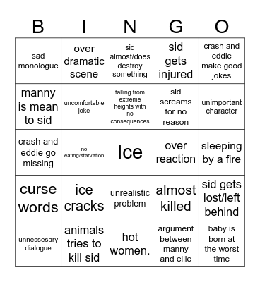 ice age bingo Card