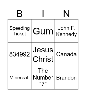 Infinite Craft Bingo Card