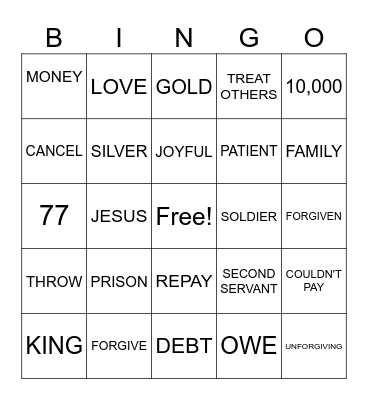 UNFORGIVING SERVANT Bingo Card