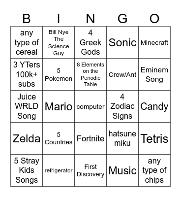 Infinite Craft Bingo Card