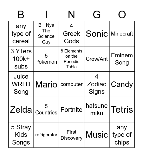 Infinite Craft Bingo Card