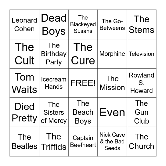 What Music Do You Have in Common With Chilli? Bingo Card