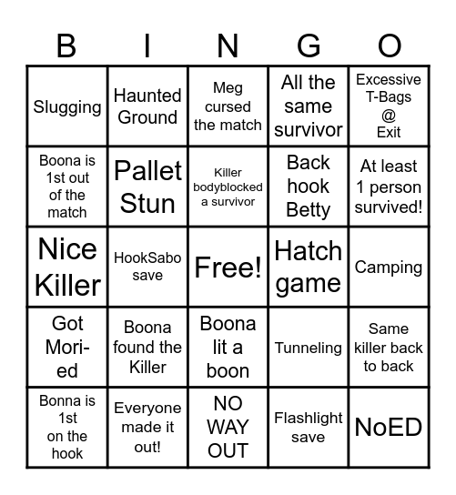 1 year of Boona Bingo! Bingo Card