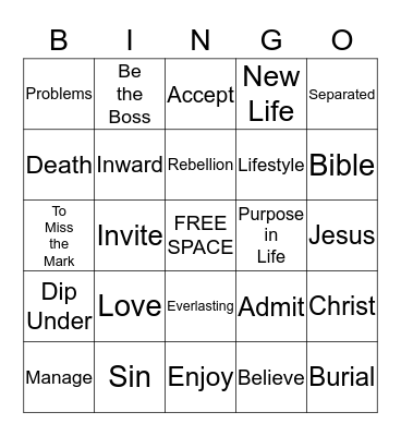 JESUS Bingo Card