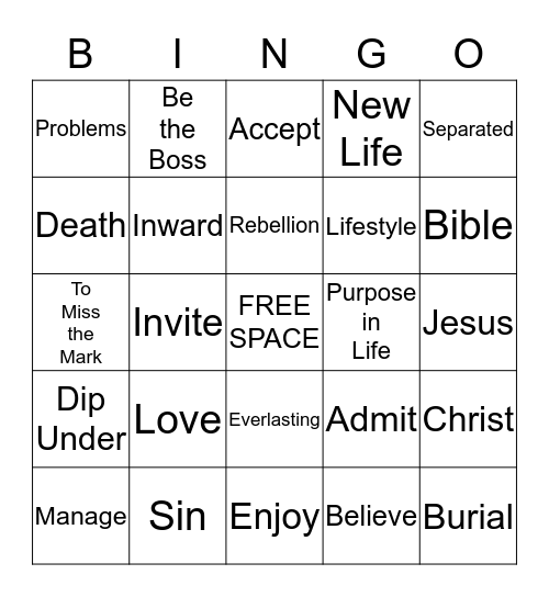 JESUS Bingo Card