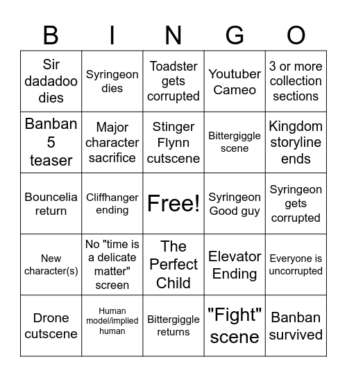 banban 7 Bingo Card