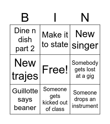 Mariachi 2024-2025 Bingo Card