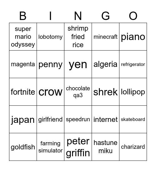 infinite craft bingo Card