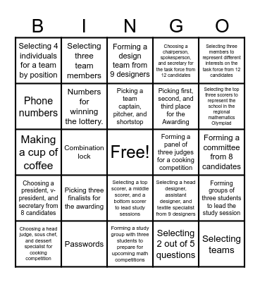 P&C Bingo Card