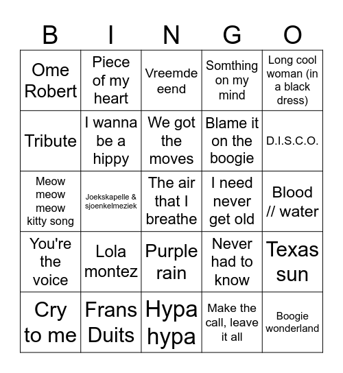 Vanalles Bingo Card