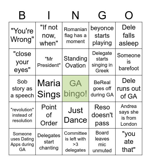 Vejle GA Bingo Card