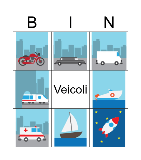 I mezzi di trasporto Bingo Card