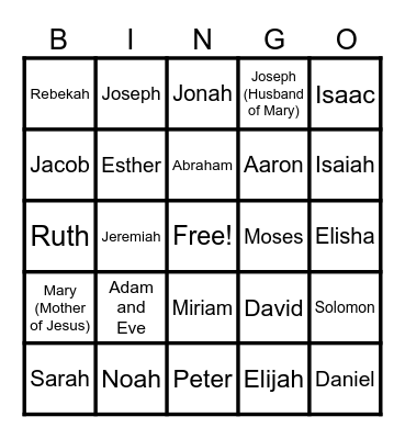 BIBLE BINGO Card