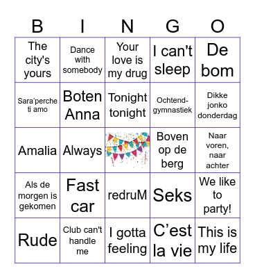 Swingo! Bingo Card
