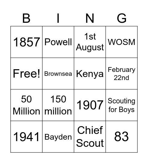 Bayden Bingo Card