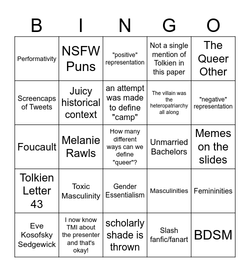 Queer OMS Bingo 2! Bingo Card