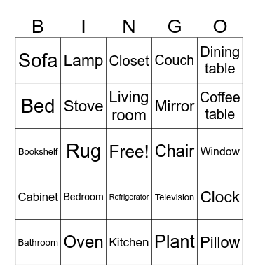 Room Bingo Card
