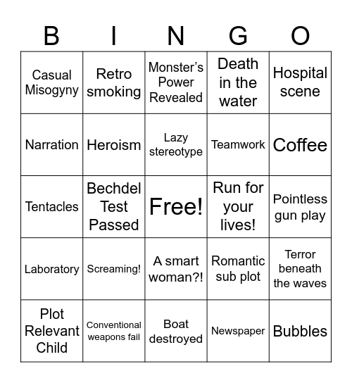 Monster from the Ocean Floor Bingo Card