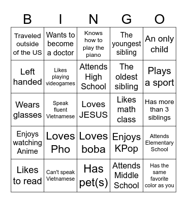 FIND SOMEONE WHO... Bingo Card