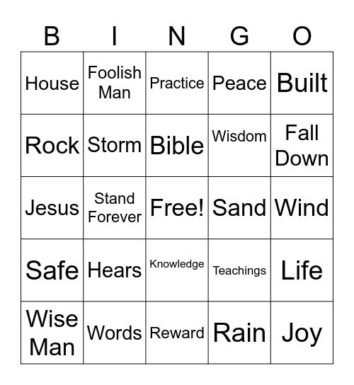 Wise or Foolish Bingo Card
