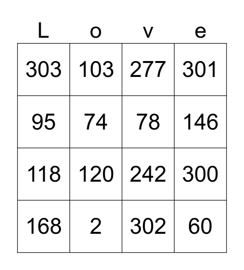 Primary Singing Time Bingo Card