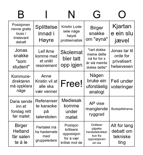 min sin bingo i dag Bingo Card