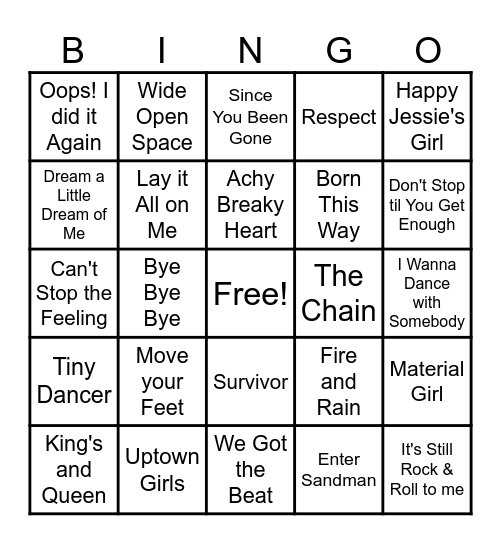 Music Bingo Card