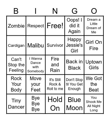 Music Bingo Card