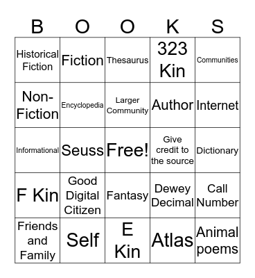 Library Bingo Card