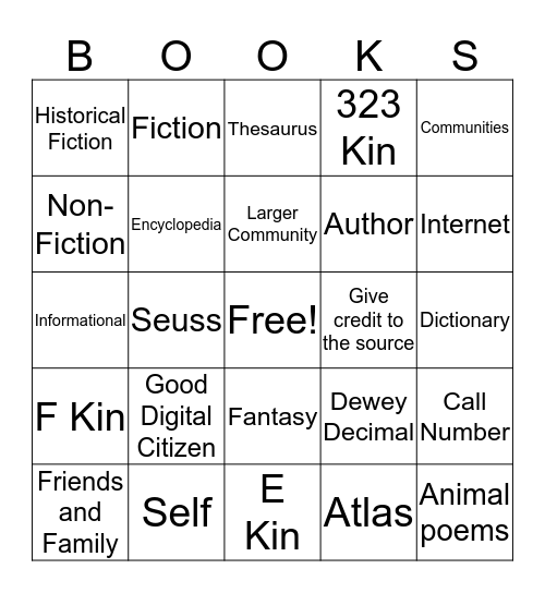 Library Bingo Card