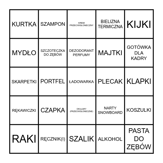 ZimUwka Bingo Card
