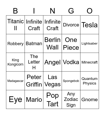 Infinite Craft Bingo Card